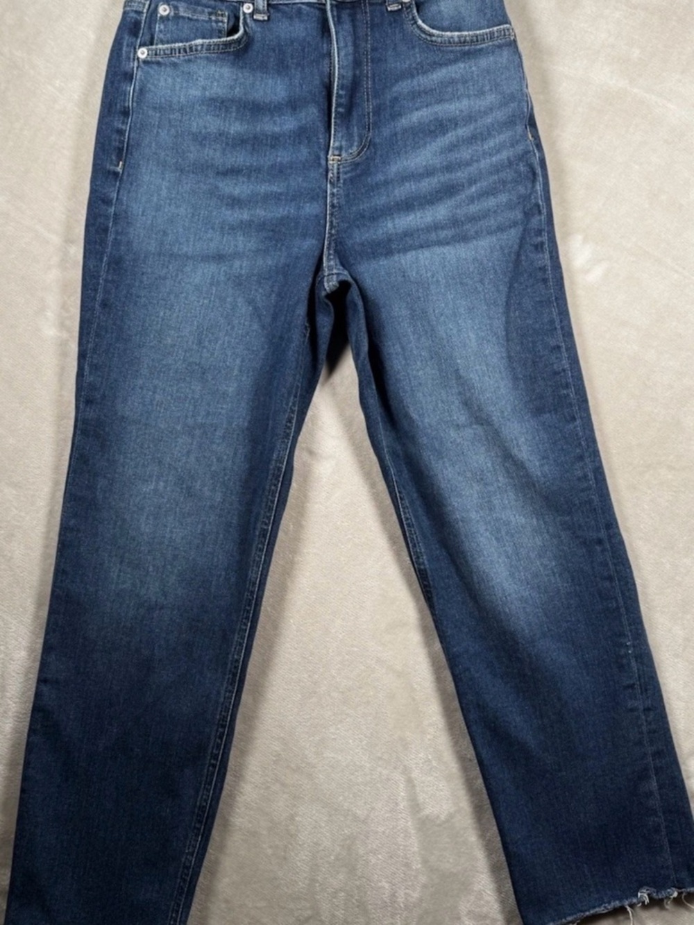 Mint Velvet Women’s Blue Straight Leg Jeans Raw Hem Size 8R / USA 4R